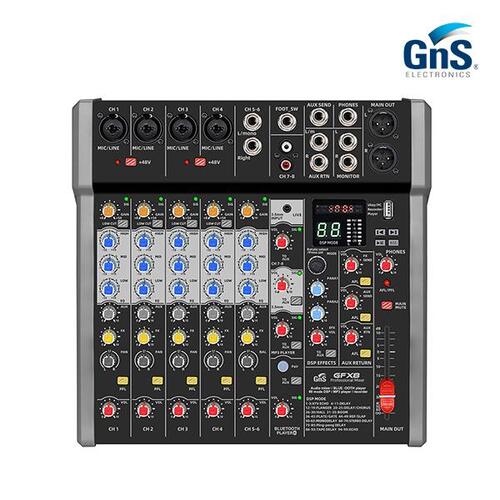 GNS GFX8 오디오믹서 블루투스 USB레코딩 8채널 GFX-8